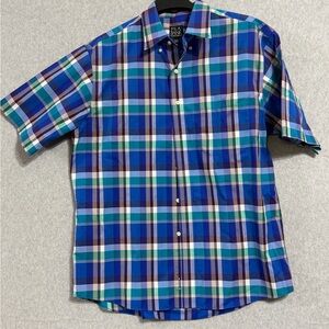Jos. A. Bank Men's Blue and Purple Plaid Shirt
